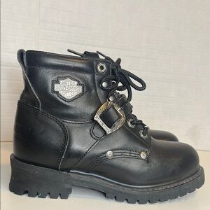 Harley-Davidson Faded Glory Black Leather Ankle Boots women’s sz 7